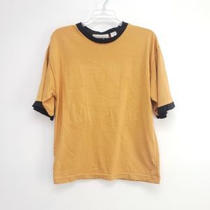 90's Umen Studio Umen Silhouette Stamp Emobossed Logo Ringer T Shirt Size Small